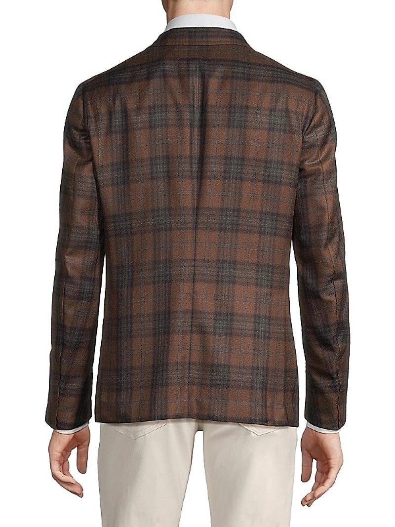 Capri Plaid Cashmere-Silk Two-Button Sport Coat