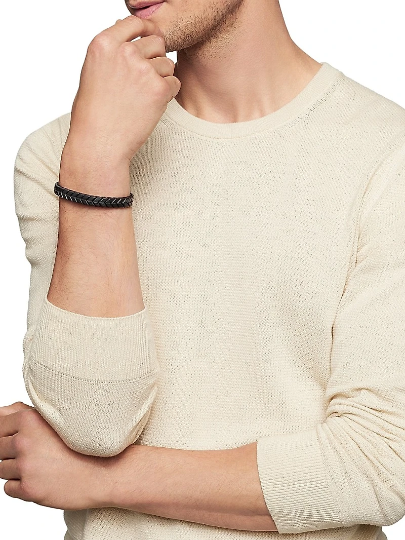 Chevron Woven Bracelet Black Titanium and Nylon, 9mm