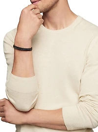 Chevron Woven Bracelet Black Titanium and Nylon, 9mm