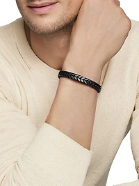 Chevron Woven Bracelet Black Titanium and Nylon, 9mm