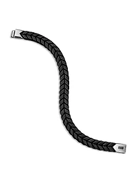 Chevron Woven Bracelet Black Titanium and Nylon, 9mm