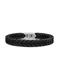 Chevron Woven Bracelet Black Titanium and Nylon, 9mm