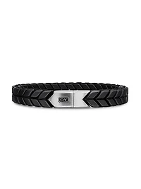 Chevron Woven Bracelet Black Titanium and Nylon, 9mm