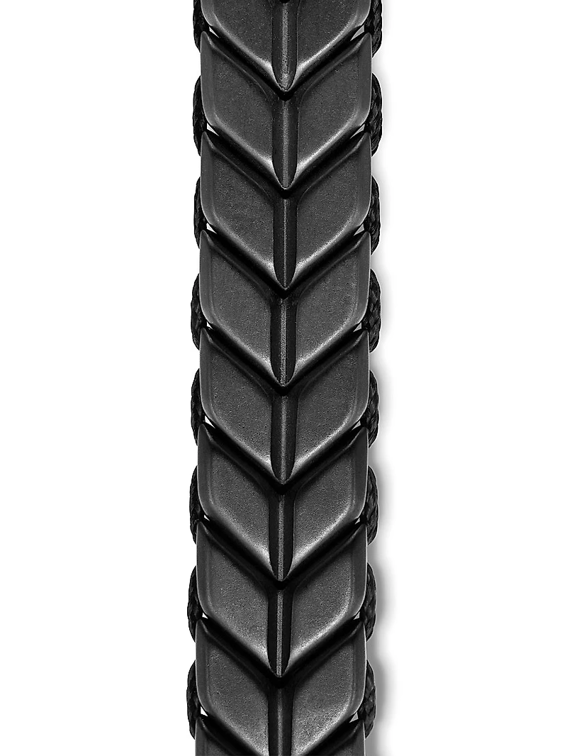 Chevron Woven Bracelet Black Titanium and Nylon, 9mm
