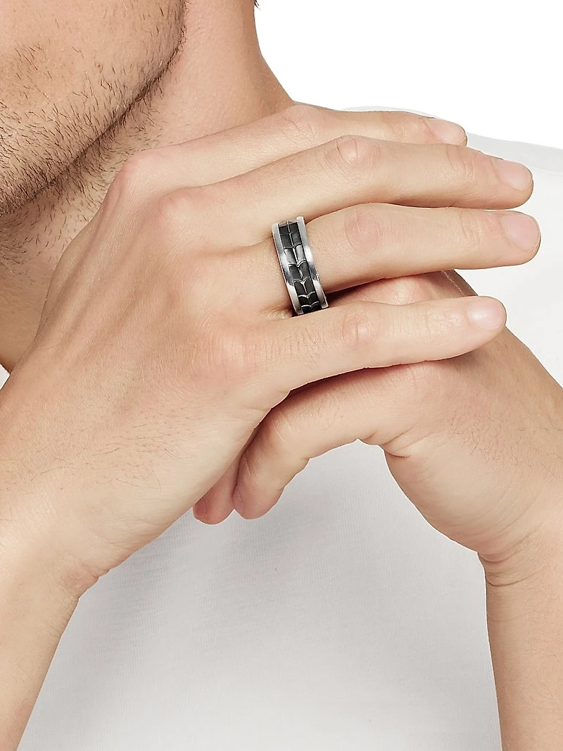 Armory Band Ring Sterling Silver, 9MM