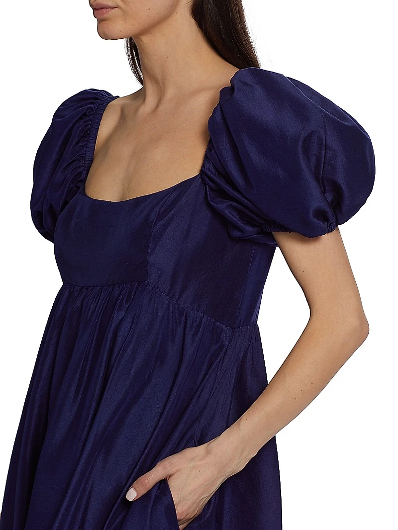 Rory Silk Puff-Sleeve Maxi Dress