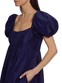 Rory Silk Puff-Sleeve Maxi Dress