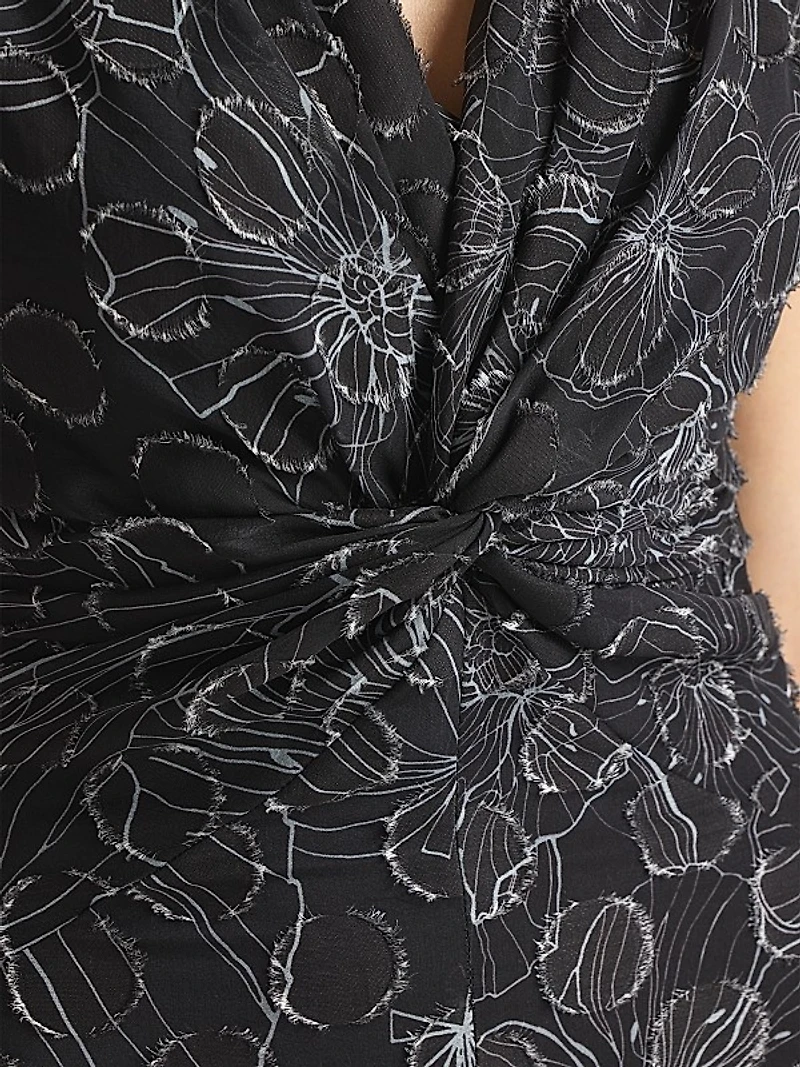 Wildflower Contour Twist-Front Midi-Dress
