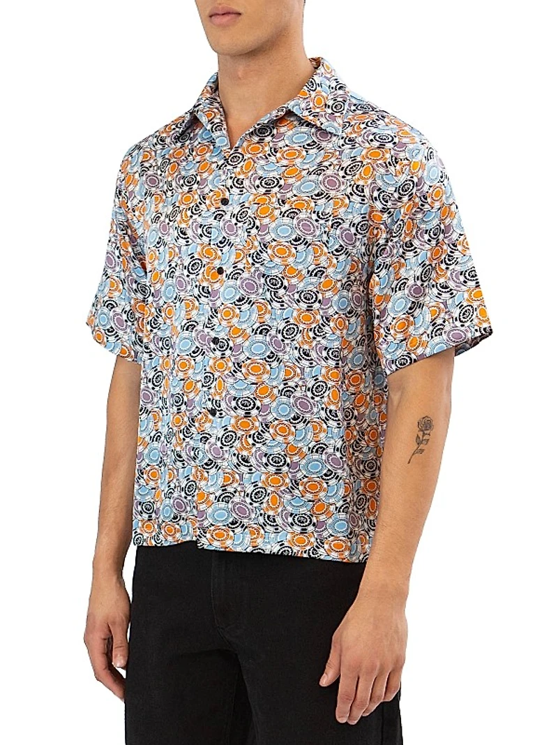 Poker Chip Print Oversized-Fit Shirt