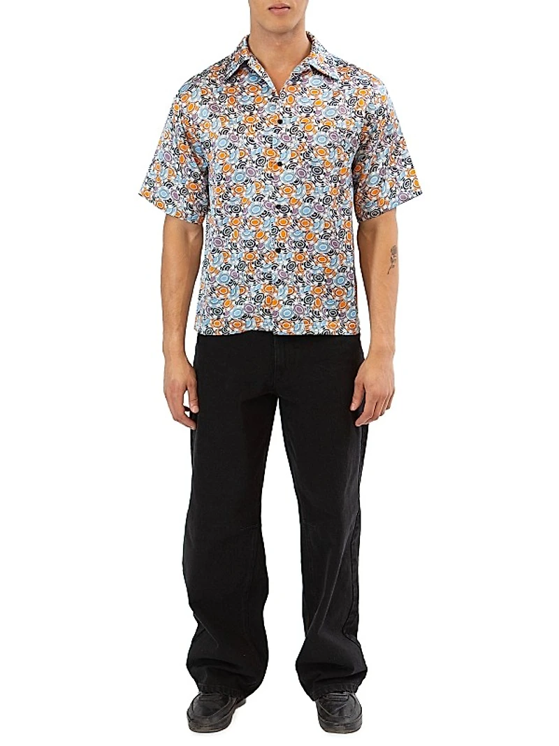 Poker Chip Print Oversized-Fit Shirt