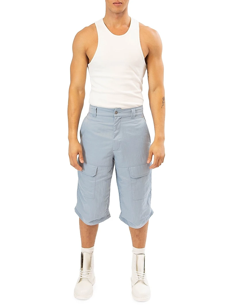 Wide-Leg Cargo Shorts