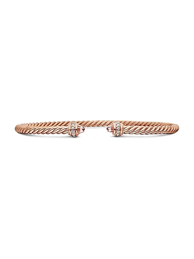 Cablespira® Color Bracelet 18K Rose Gold with Morganite and Pavé Diamonds