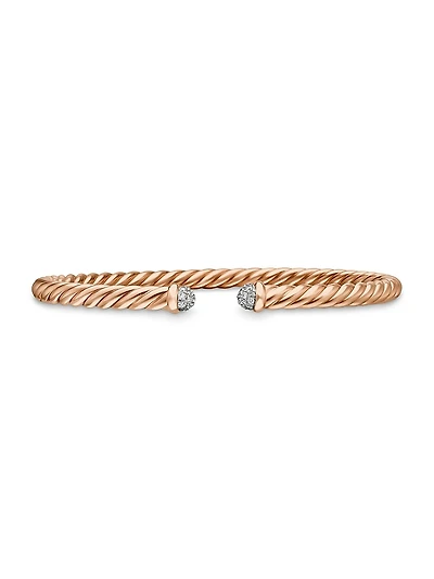 Cablespira® Bracelet 18K Rose Gold with Pavé Diamonds