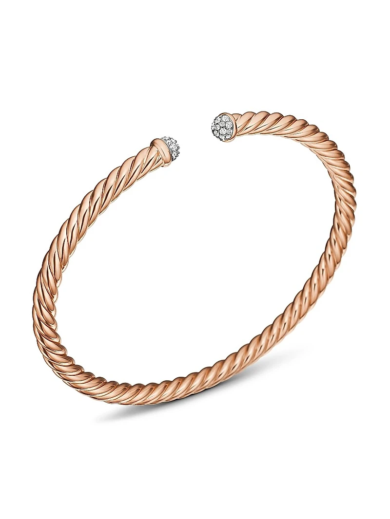 Cablespira® Bracelet 18K Rose Gold with Pavé Diamonds