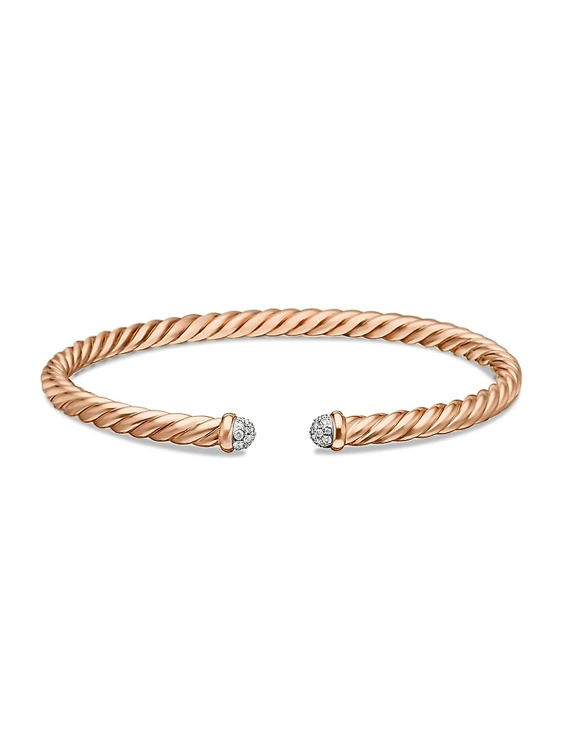 Cablespira® Bracelet 18K Rose Gold with Pavé Diamonds