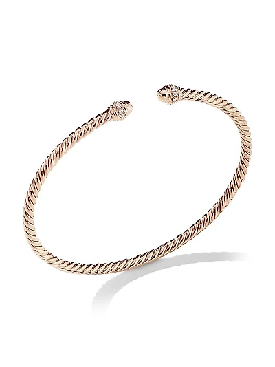 Cablespira® Bracelet in 18K Rose Gold with Pavé Diamonds