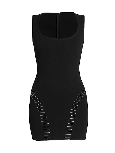 Brass Pin-Embroidered Minidress