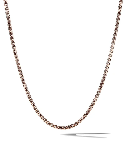 Small Box Chain Necklace 18K Rose Gold, 2.7mm