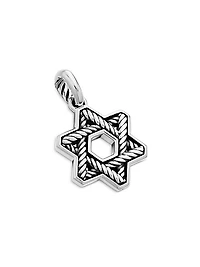 Cable Star of David Amulet in Sterling Silver, 19mm