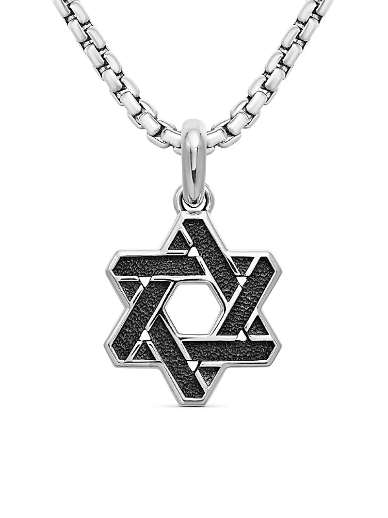 Cable Star of David Amulet in Sterling Silver, 19mm