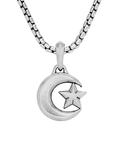 Star and Crescent Amulet in Sterling Silver, 28.3mm