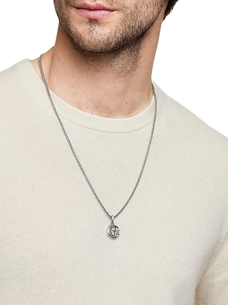 Star and Crescent Amulet in Sterling Silver, 28.3mm