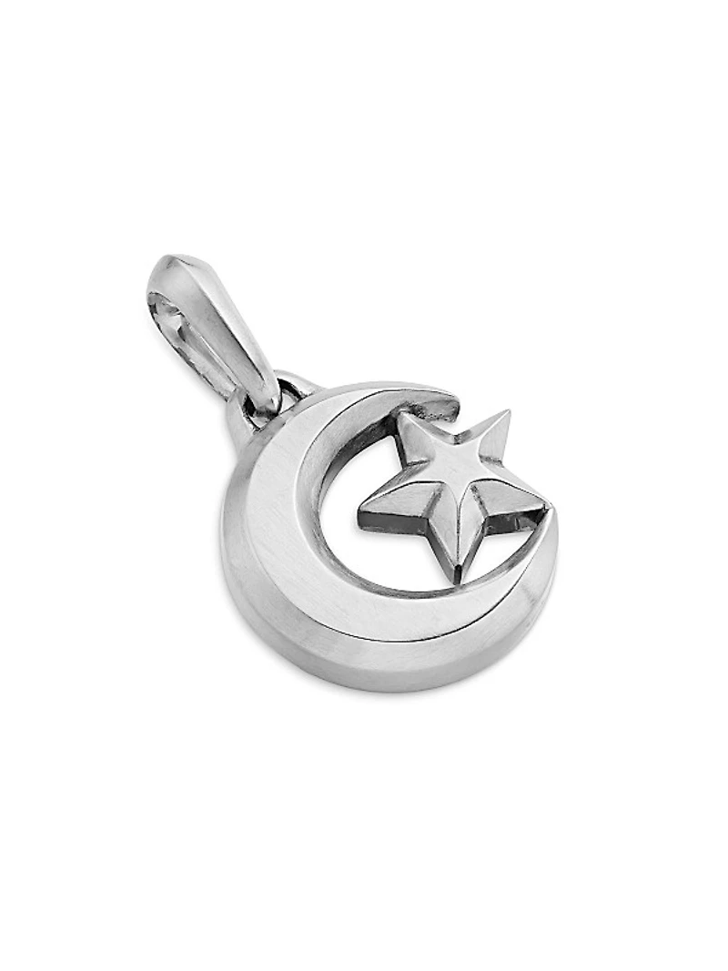 Star and Crescent Amulet in Sterling Silver, 28.3mm