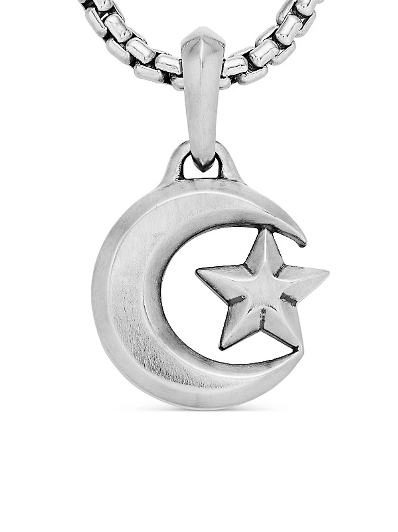 Star and Crescent Amulet in Sterling Silver, 28.3mm