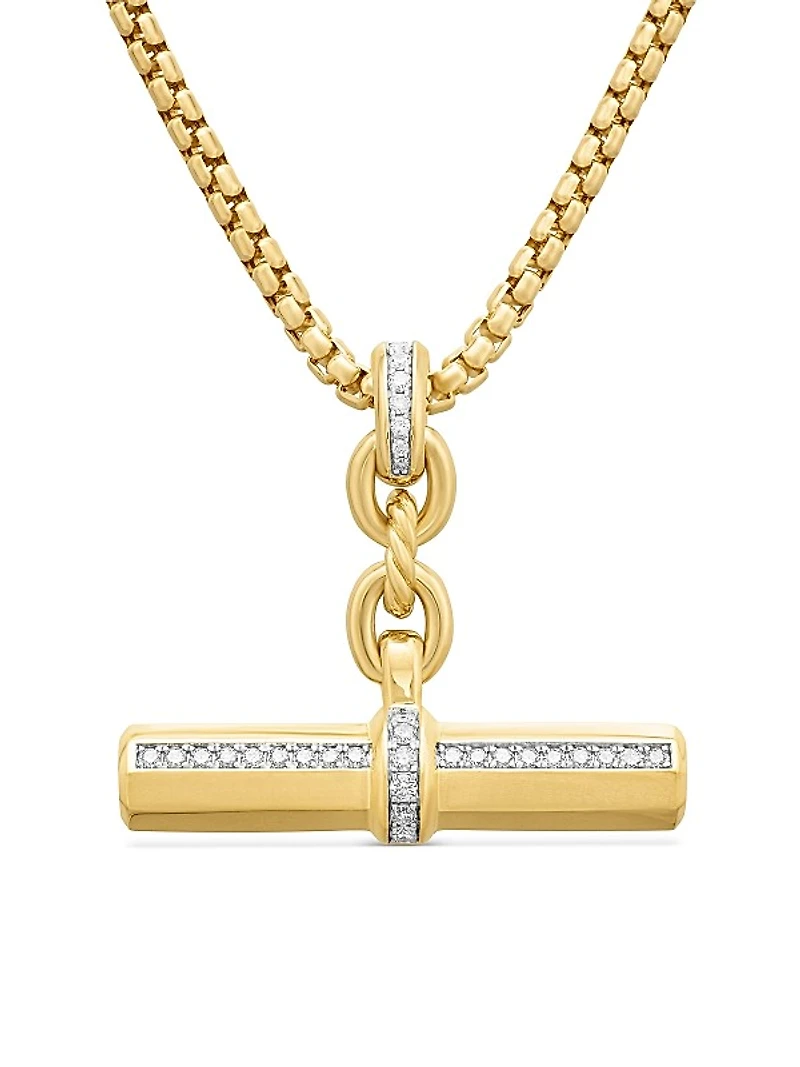 Lexington E/W Barrel Pendant in 18K Yellow Gold with Diamonds