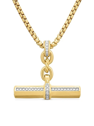 Lexington E/W Barrel Pendant in 18K Yellow Gold with Diamonds