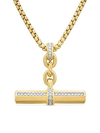 Lexington E/W Barrel Pendant in 18K Yellow Gold with Diamonds