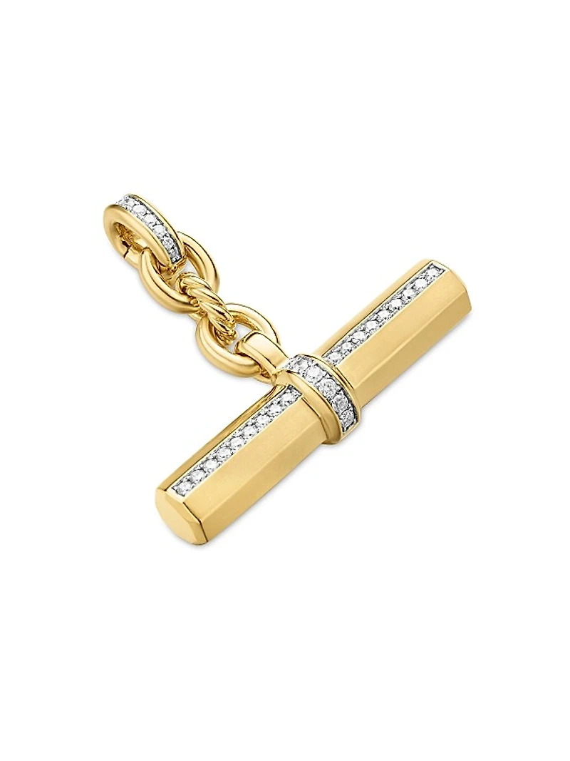 Lexington E/W Barrel Pendant in 18K Yellow Gold with Diamonds