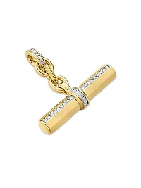 Lexington E/W Barrel Pendant in 18K Yellow Gold with Diamonds