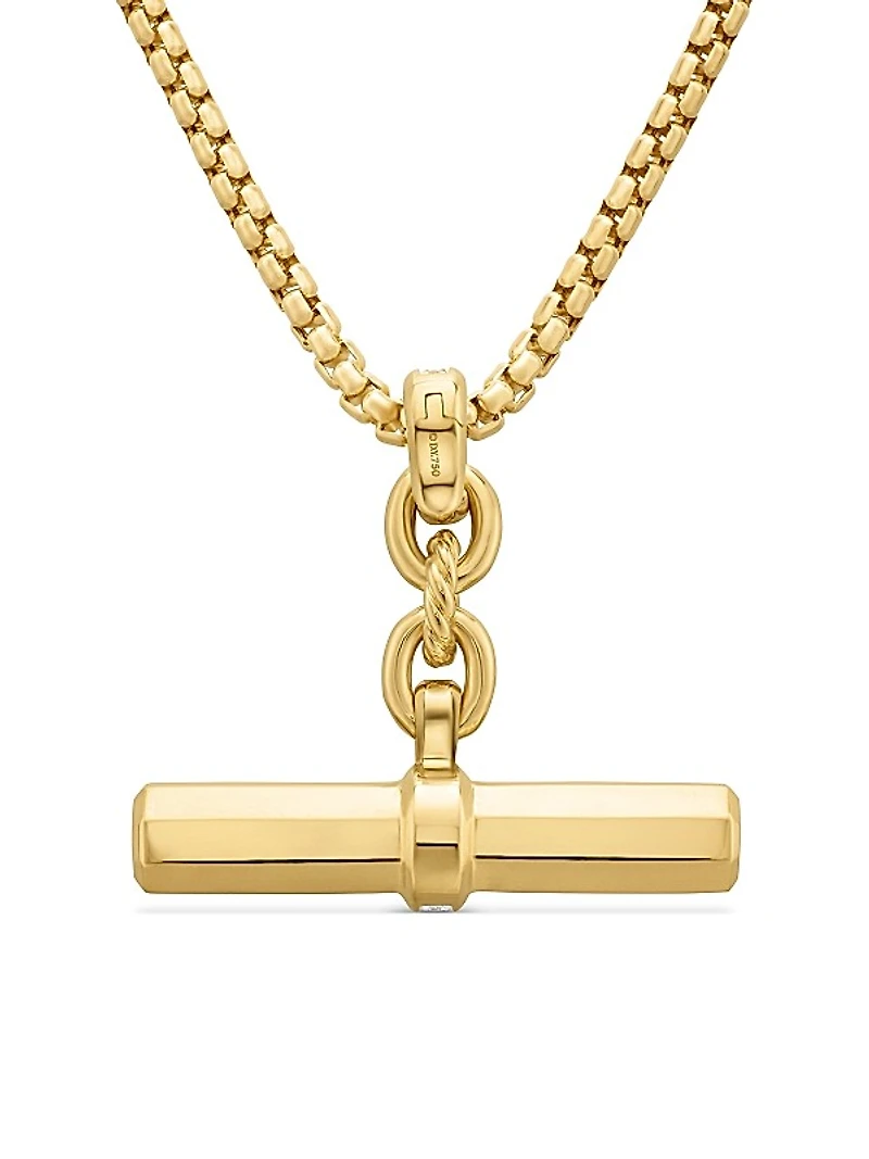 Lexington E/W Barrel Pendant in 18K Yellow Gold with Diamonds