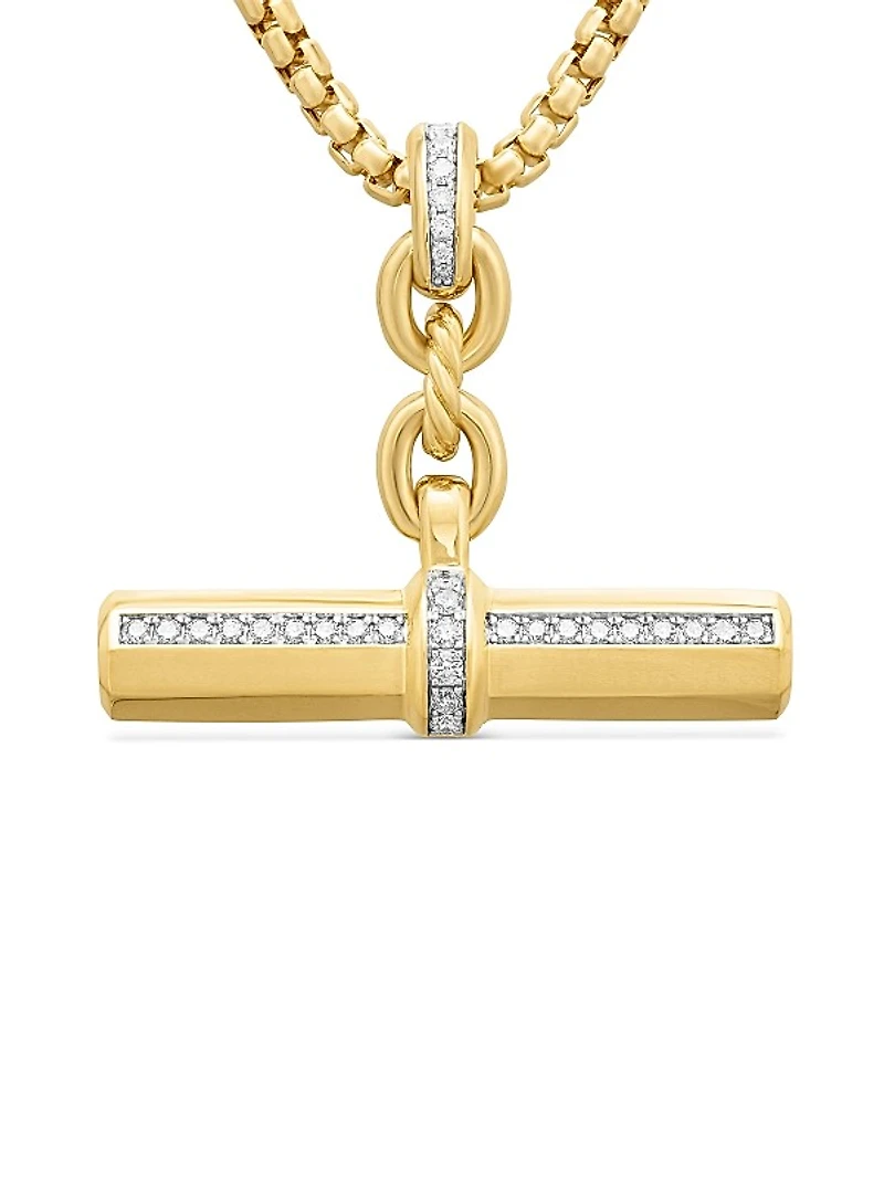 Lexington E/W Barrel Pendant in 18K Yellow Gold with Diamonds