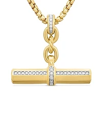 Lexington E/W Barrel Pendant in 18K Yellow Gold with Diamonds