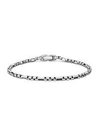 Open Station Box Chain Bracelet Sterling Silver, 3MM