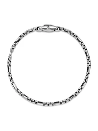Open Station Box Chain Bracelet Sterling Silver, 3MM