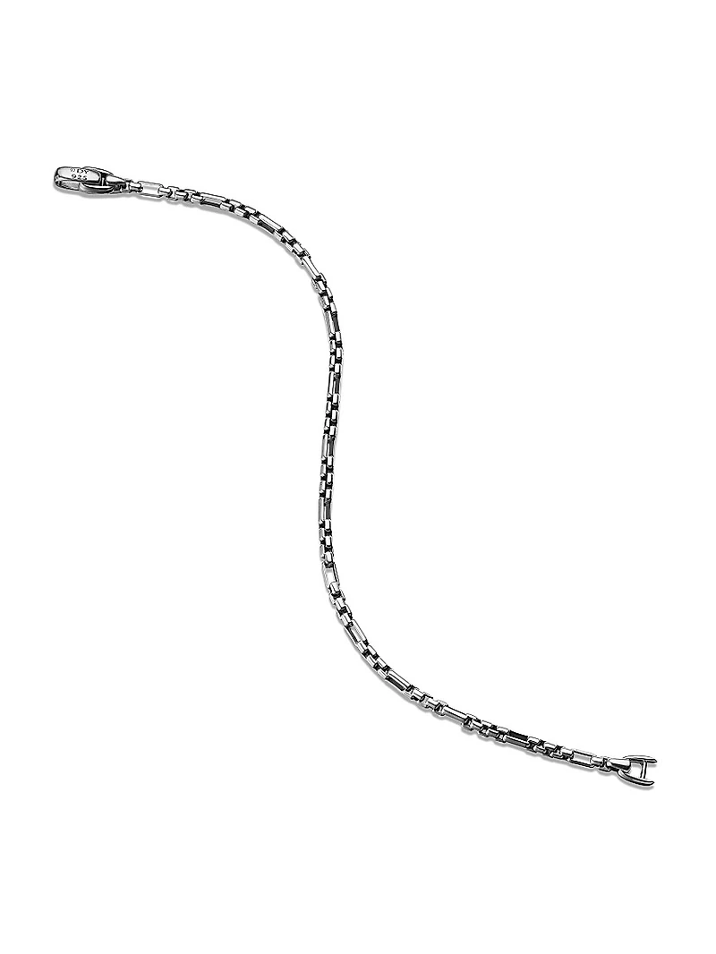 Open Station Box Chain Bracelet Sterling Silver, 3MM