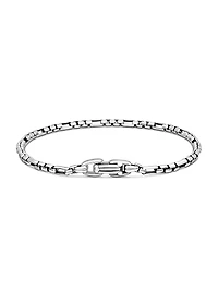 Open Station Box Chain Bracelet Sterling Silver, 3MM