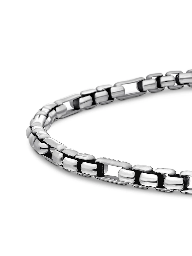 Open Station Box Chain Bracelet Sterling Silver, 3MM