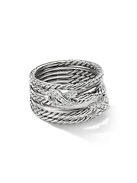 Double X Crossover Ring with Pavé Diamonds