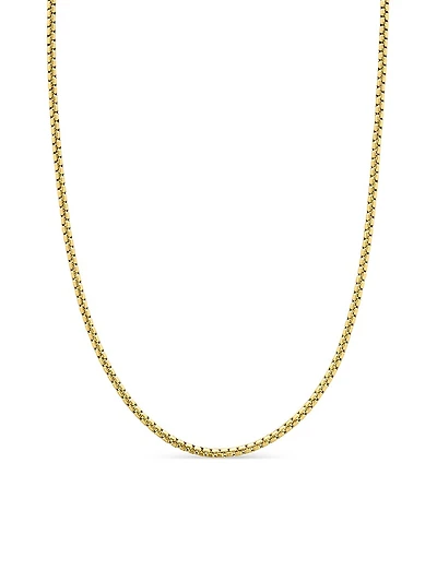 Box Chain Necklace Brushed 18K Yellow Gold