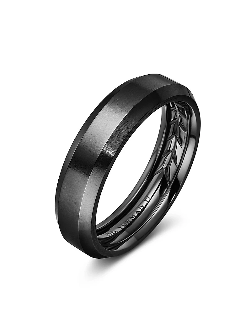Beveled Band Ring Black Titanium, 6mm