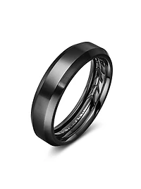 Beveled Band Ring Black Titanium, 6mm