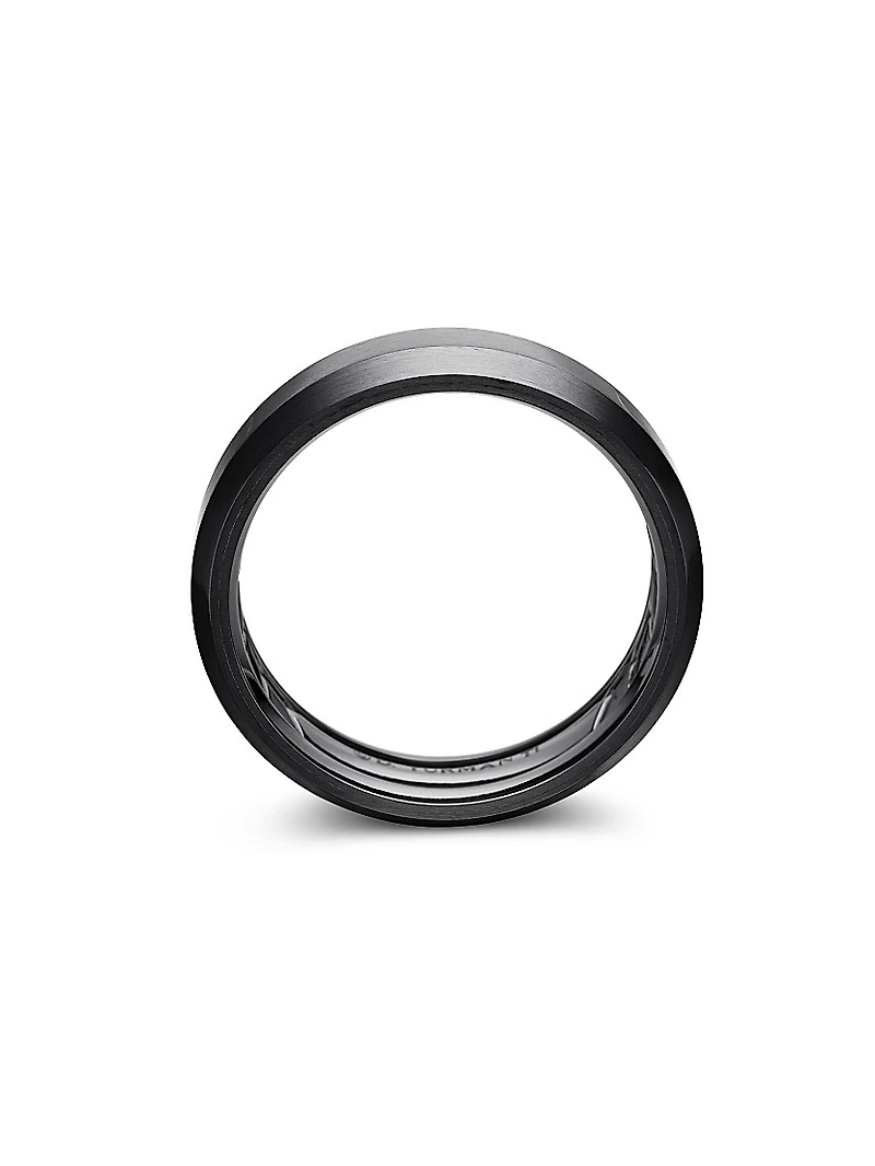 Beveled Band Ring Black Titanium, 6mm