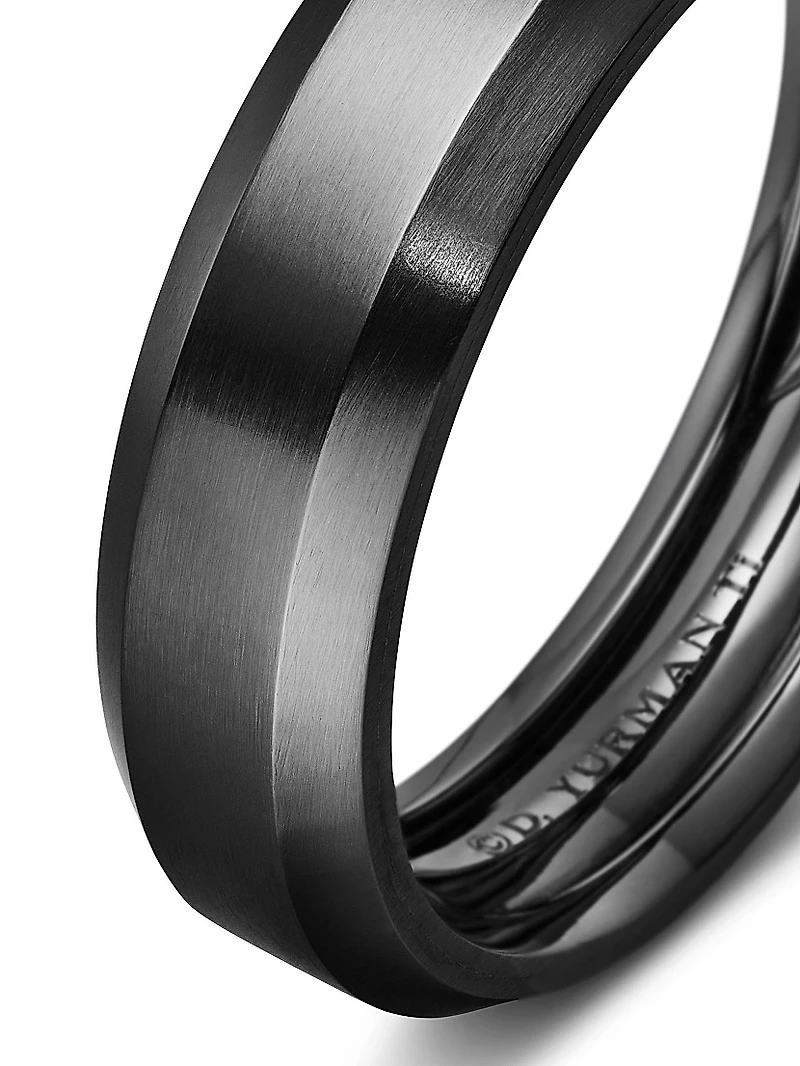 Beveled Band Ring Black Titanium, 6mm