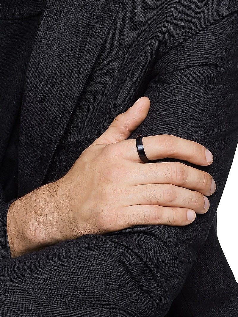 Beveled Band Ring Black Titanium, 6mm