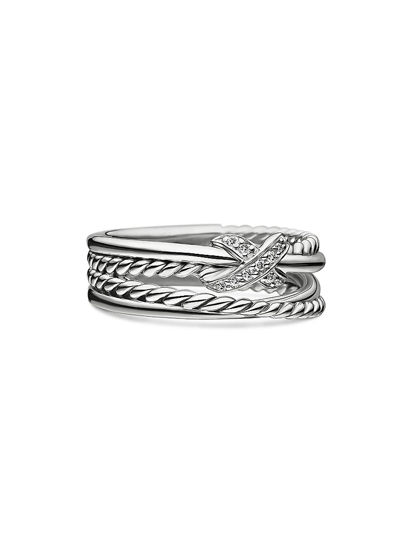 X Crossover Band Ring Sterling Silver