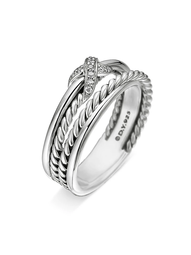X Crossover Band Ring Sterling Silver